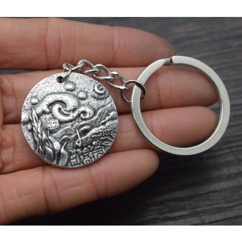12pcs Van Gogh Starry Sky Keychain Creative Romantic Jewelry Gift for Women