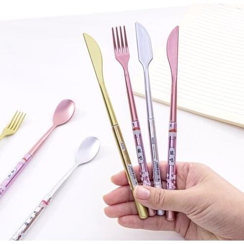 60pcs Kawaii Pen Creative Knife and Fork Gel Pen for School and Office Supplies Kids Stationery Gift Cute Pens