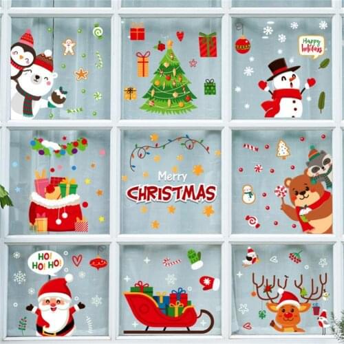 9Pcs Lovely Christmas Window Stickers Noodor PVC Christmas Glass Stickers Electrostatic Winter Holiday Window Sticker for Indoor