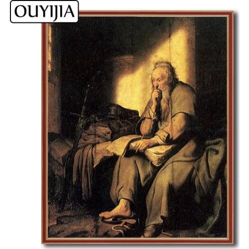 OUYIJIA 5D DIY Oil Rembrandt Old Man Character Diamond Painting Embroidery Mosaic Picture Of Rhinestone Home Decoration Gift