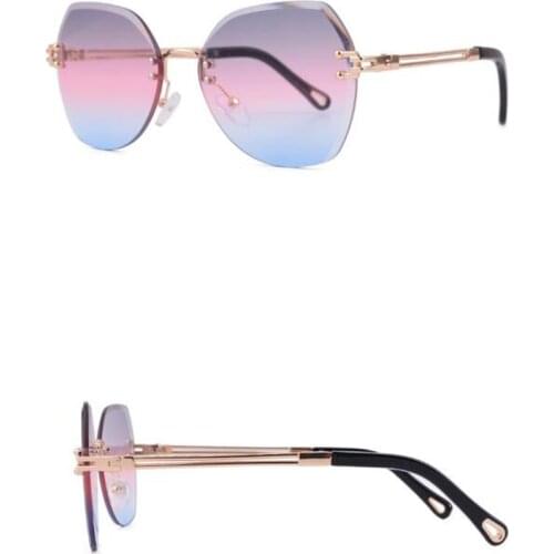 Frameless Gradient Ocean Sunglasses Diamond-cut sunglasses Womens Butterfly Sunglasses 18064 lady glasses