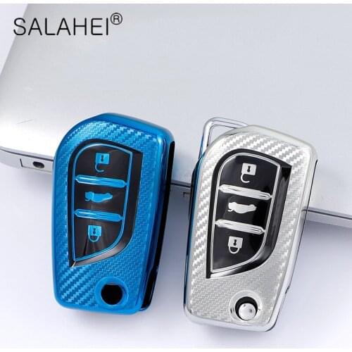 TPU Carbon Fiber Car Key Cover For Toyota Auris Corolla Avensis Verso Aygo TC IM 2015 2016 Camry RAV4 Full Cover Accessories