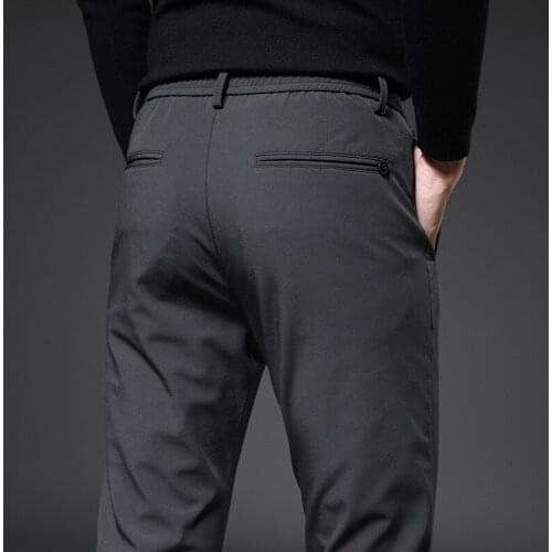 Formal Men Dresss Trousers Clothing Korea Style Slim Elastic Waist Mens Suit Pants Office Classic 2021 Streetwear Men