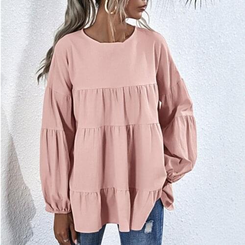Ruffles Patchwork T-shirt Women Loose Lantern Sleeve Top Y2K Aesthetic Spring Autumn Sweats Tees Top Harajuku Streetwear