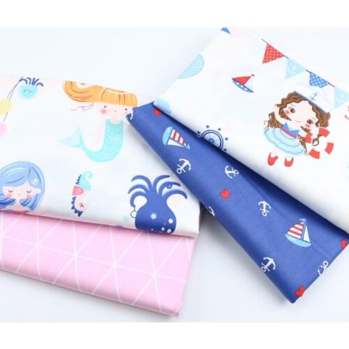 Hot 100% Cotton Fabric By Meter Diy Patchwork Quilt Cloth Bedding Blanket Sheet Pillow Decor Tissus Beauty girl Cartoon Plane
