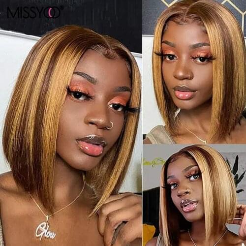 Highlight Bob Wig Human Hair Brazilian Ombre Lace Closure Wig13x4 FLace Front Human Hair Wig Short Bob Human Hair Wig For Women