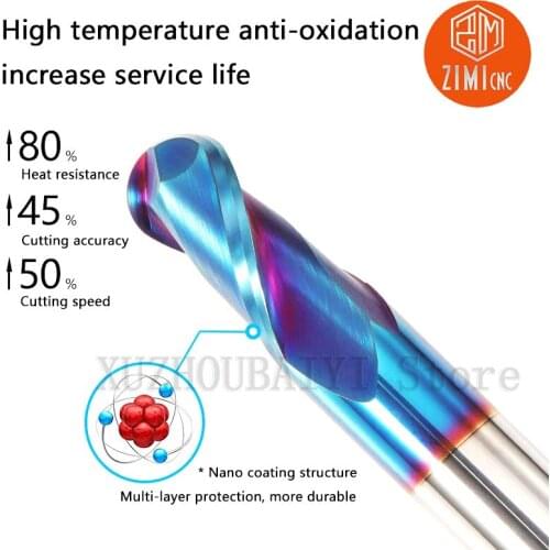 HRC60 °HRC65° tungsten steel milling cutter R ball round ball head end mill straight taper carbide metal milling cutter