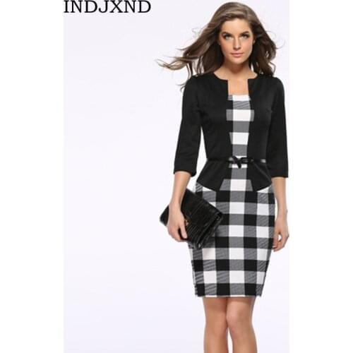 Модные платья в клетку INDJXND China At AliExpress