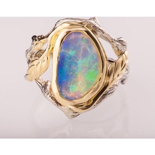 New Leaf Simple Opal Ring Exquisite Ladies Gold 925 Silver Ring Jewelry Simple Party Party Accessories Jewelry Engagement Ring
