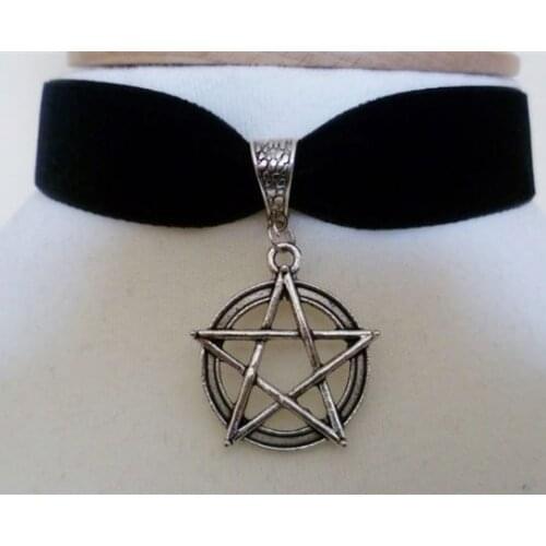 Goth Large Pentagram Choker Fashion Gothic Jewelry Witch Women Gift Pagan Wiccan Punk Rock Pendant Statement Necklace Charm