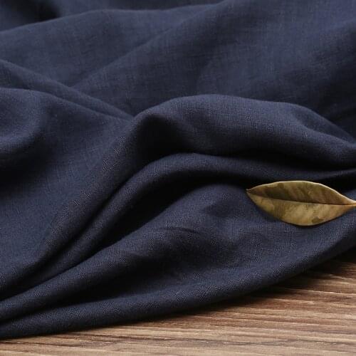 High Grade Clothing Ramie Fabric for designer Navy Blue color print embroidery fabric for patchwork