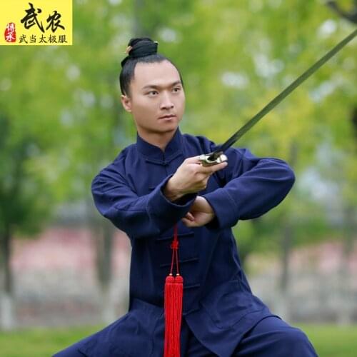 Handmade Linen Tai Chi Uniform Wushu, Kung Fu,martial Art Suit,Turn-up Cuff Taiji Clothes,Flax