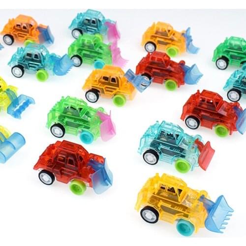 1Pc Mini Kids Pull Back Car Toy Transparent Pull Colorful Back Engineer Car Vehicle Model Kids Educational Toy