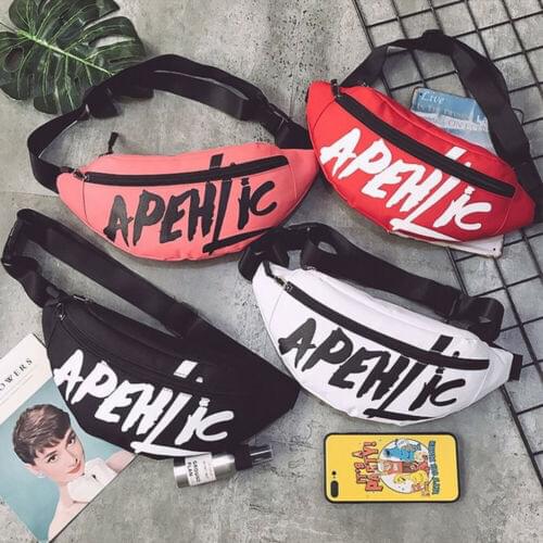 Fashion Men Women Waist Bag Bum Fanny Pack Hip Hop Waist Packs Zip Belt Money Print Pouch 4 Colors