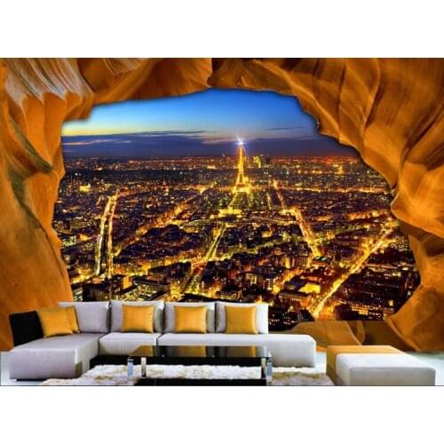 Bacal Custom 3D Wall Mural Paintings City Building Night View 3D Photo Wallpaper Living Room Bedroom Study Room Wall Decor