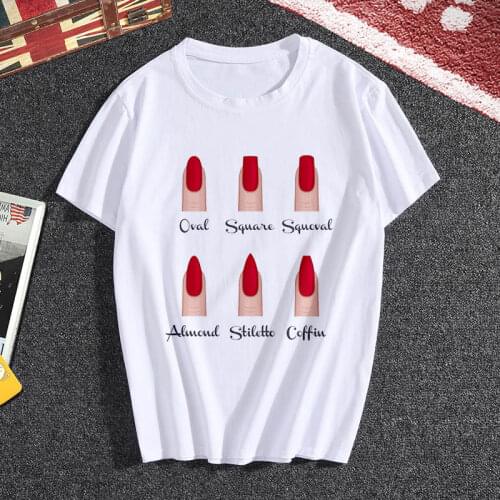 New t shirt womens fashion personality Nail art print fun casual short-sleeve Harajuku T-shirt female Fashion tops Tee Clothes