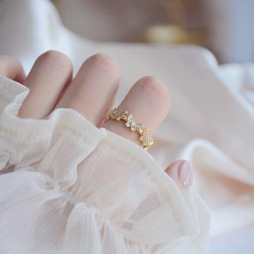 New Design Fashion Micro-inlaid Zircon Butterfly Rings for Woman Luxury Exquisite Adjustable Size Index Finger Ring