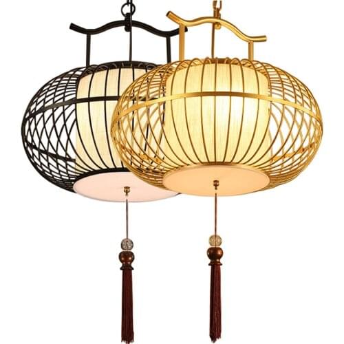 New Chinese pendant lights birdcage lamp wrought iron restaurant lamp creative hotel lantern lamp retro LOFT lights Club light