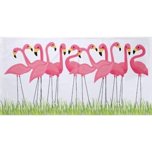 Cute Pink Flamingos Beach Travel Towel Microfibre Standing Flamingo Flock Bath Face Kitchen Towel Camping Accessories cm