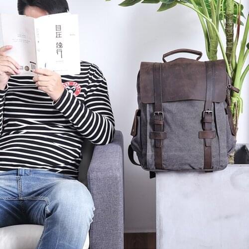 Casual Backpacks For School Laptop Backpack 14inch Vintage Canvas Backpack Hiking Daypacks