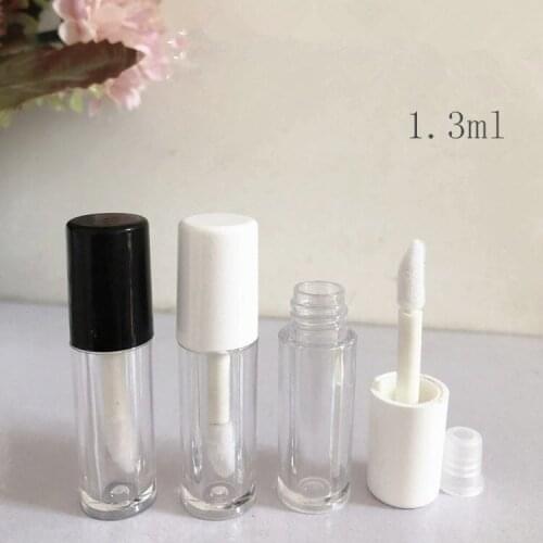 10/20pcs 1.3ML Empty Plastic Lip Gloss Tubes Plastic Lip Balm Tube Lipstick Mini Sample Cosmetic Container With Black/White Cap