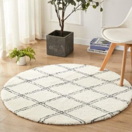 Turkish Moroccan Rug Black and White Round Rugs for Bedroom India Cotton Woven Rug Black White Geometric Carpet Nordic Plush Rug