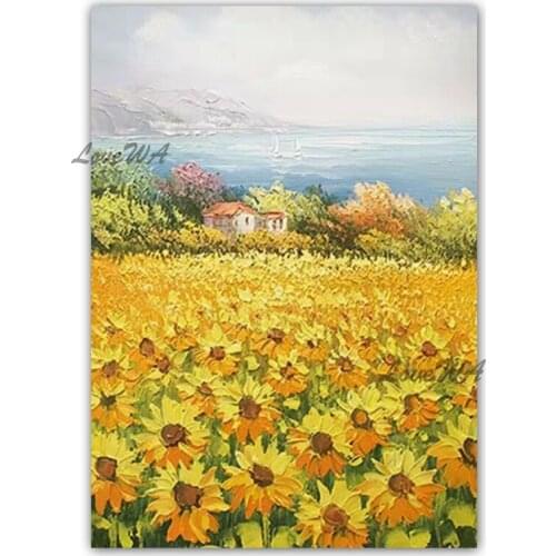Outdoor Landscape Sunflower Oil Painting Painted Wall Decor Art Canvas Paintings Wall Artwork Unframed High Quality Decor Pieces