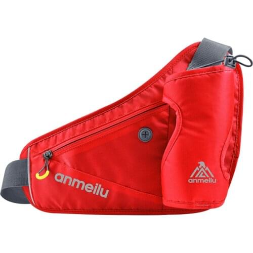 Unisex Water Bottle Holder Waist Bag Outdoor Sports Pocket Adjustable Buckle Hiking With Reflective Strip Multifunction Zipper