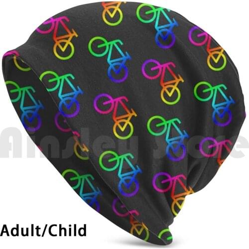 Bike Pattern ( Rainbow ) Beanies Knit Hat Hip Hop Danibeez Danibeezdesign Gravel Bike Bikes Cycling Cyclist