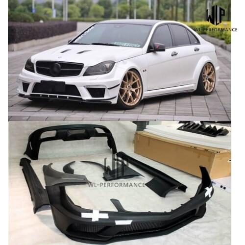 W204 C300 C63 FRP Unpainted Wide Car Body Kit Front Rear Bumper Side Skirts Side Fenders For Mercedes-Benz W204 06-12