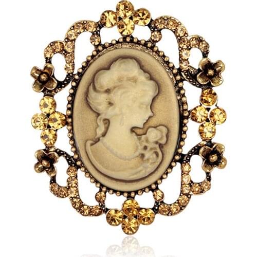 1 Vintage Cameo Victorian Style crystal Wedding Party Women Pendant Brooch Pin