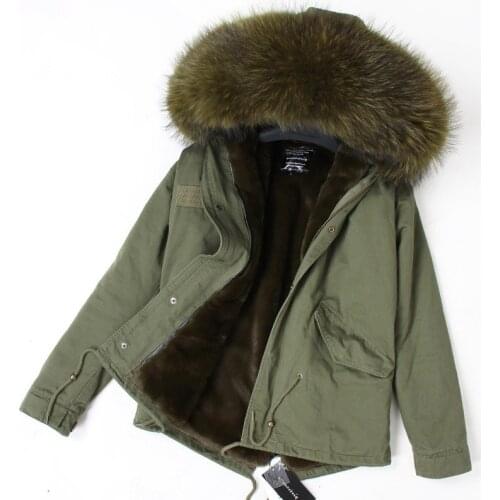 2020 new Short paragraph large Raccoon fur collar casual the Faux fur Liner loose version of cotton Winter jacket women