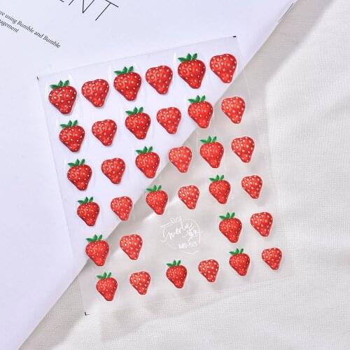1Pcs 3D Nail Art Design Embossed Strawberry Stickers Accessories Japanese Styling DIY Nail Decoration Stickers Manicure New