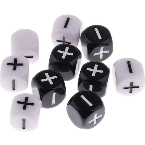 10 Pieces Minus+Plus Dices D6 for Class Teaching Material 1.6cm