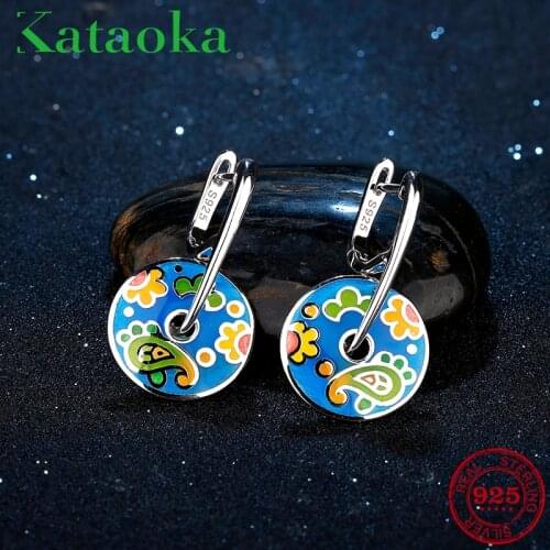 2018 Jewelry Oil Painting flamboyant sunflower stud earrings for women Authentic 925 Sterling Silver Enamel Fashion Earring