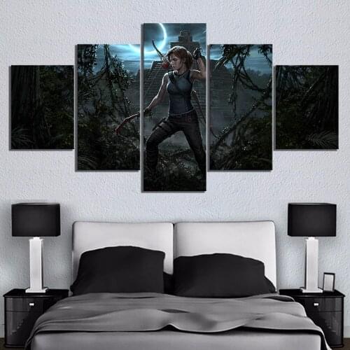 5 Piece Games Art Print Shadow of The Tomb Raider Poster Paintings Canvas Art Decorative Paintings for Home Decor Wall Art