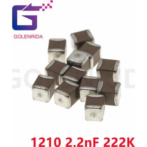 50pcs 1210 222K 2.2nF 100V X7R 10% SMD Thick Film Chip Multilayer Ceramic Capacitor