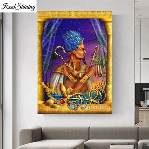 5D Full Square round Diamond Painting Egyptian Pharaoh Diamond Mosaic picture of rhinestone Diamond Embroidery Egypt Art F796