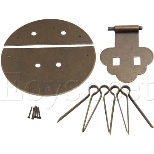 Antique Round Latch Jewelry Box Cigar Box Hasp Pad Lock Copper 10cm Dia