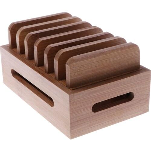 Bamboo Wood Accessories Storage Dock Station Mobile Phone Mount Bracket