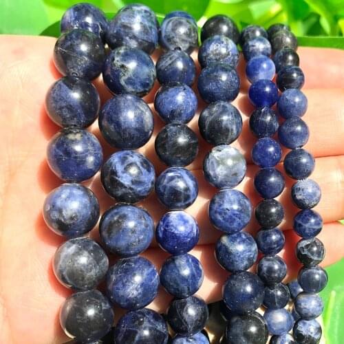 Natural Stone Dark Blue Sodalite Beads for Jewelry Making DIY Bracelet Neckalce 15'' 4 6 8 10 12mm Loose Minerals Perles Beads