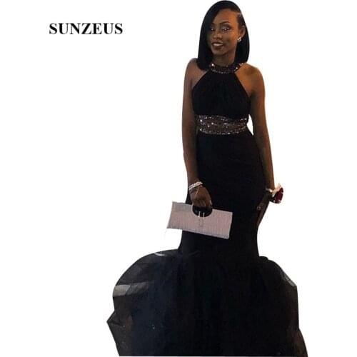 Mermaid Black Prom Gowns Sparkle Sequins Women Dress For Party Black Girls vestidos de festa formatura