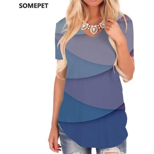 SOMEPET Colorful T Shirt Women Pattern V-neck Tshirt Painting Tshirts Printed Harajuku Shirt Print Womens Clothing Punk Rock