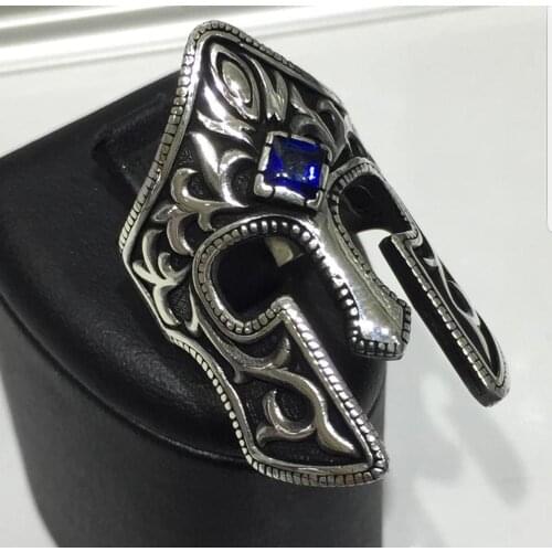 Sterling Silver Ring 925 For Men Helmet - Warrior Design With Zircon Stone Color Variations Handmade Gift For Him Mens Rings