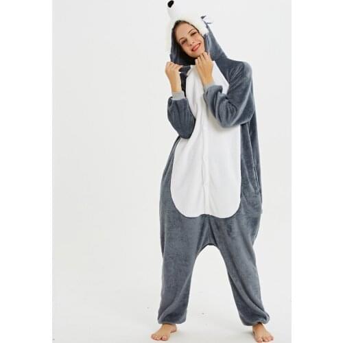 Prairie Wolf Unisex Adult Animal Onesies Cosplay Cartoon One-Piece Sleepwear Pajamas Christmas Halloween Costume