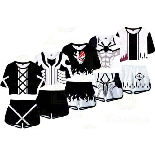 Anime Bleach Breathable 3D Print Short T-shirt Shorts Set Sexy Two-piece Sets Cosplay Summer Cool Clothing Crop Tops Sets