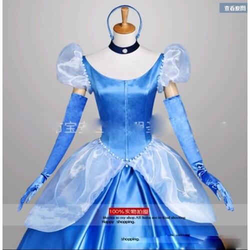Adult cosplay Cinderella fairy princess dress party costume blue Princess dresses