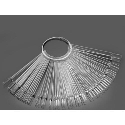 50 PCS False Nail Art Tips Sticks Nail Polish Color Card Plates Display Swatches Nail Art Practice Templates (Transparent)