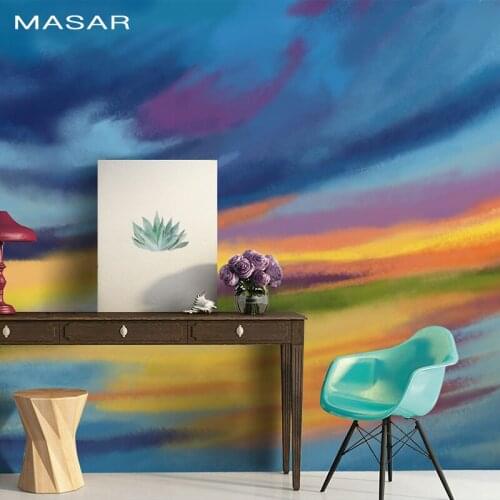 MASAR vinyl non-woven custom abstract watercolor mural living room study background wallpaper color wallpaper Lake light