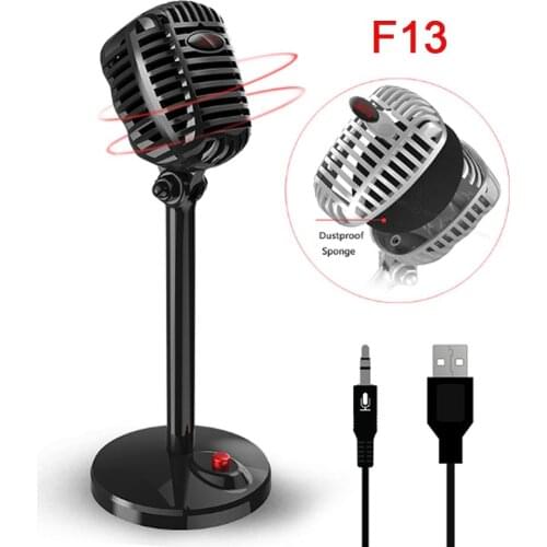Condenser microphone Wired Studio HD Noise Tabletop USB 3.5mm Mircophone for Computer Professional Retro Mic